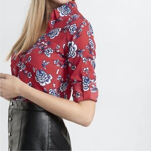 Express Portifino Slim Fit Red with Blue Flowers XS